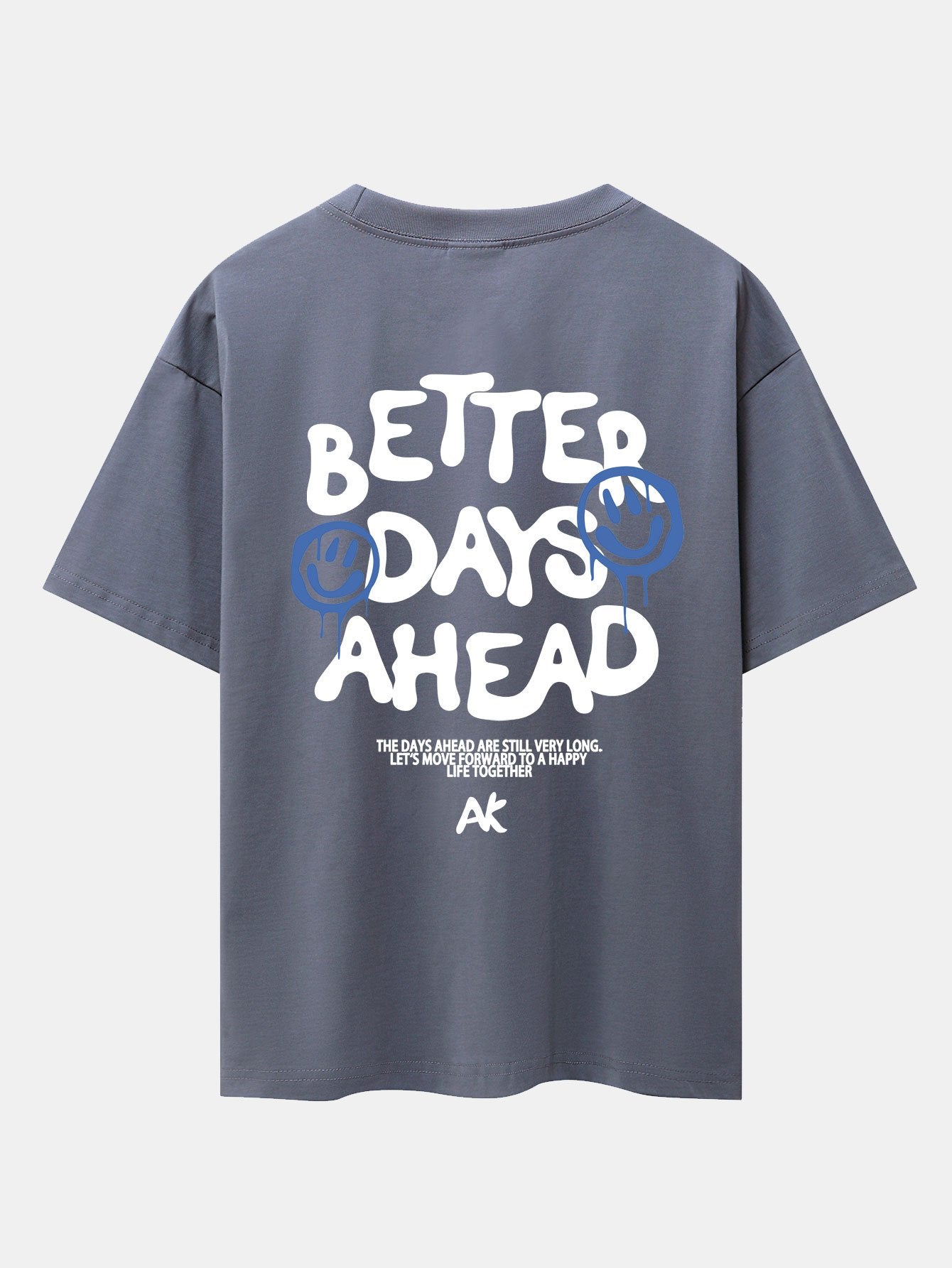 Smiley Slogan Back Print Drop Shoulder Oversize T-Shirt