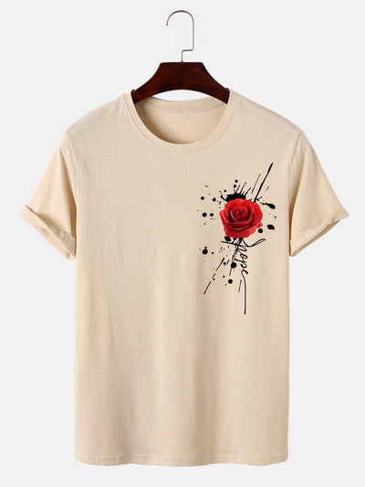 Splash Ink Rose Print T-Shirt
