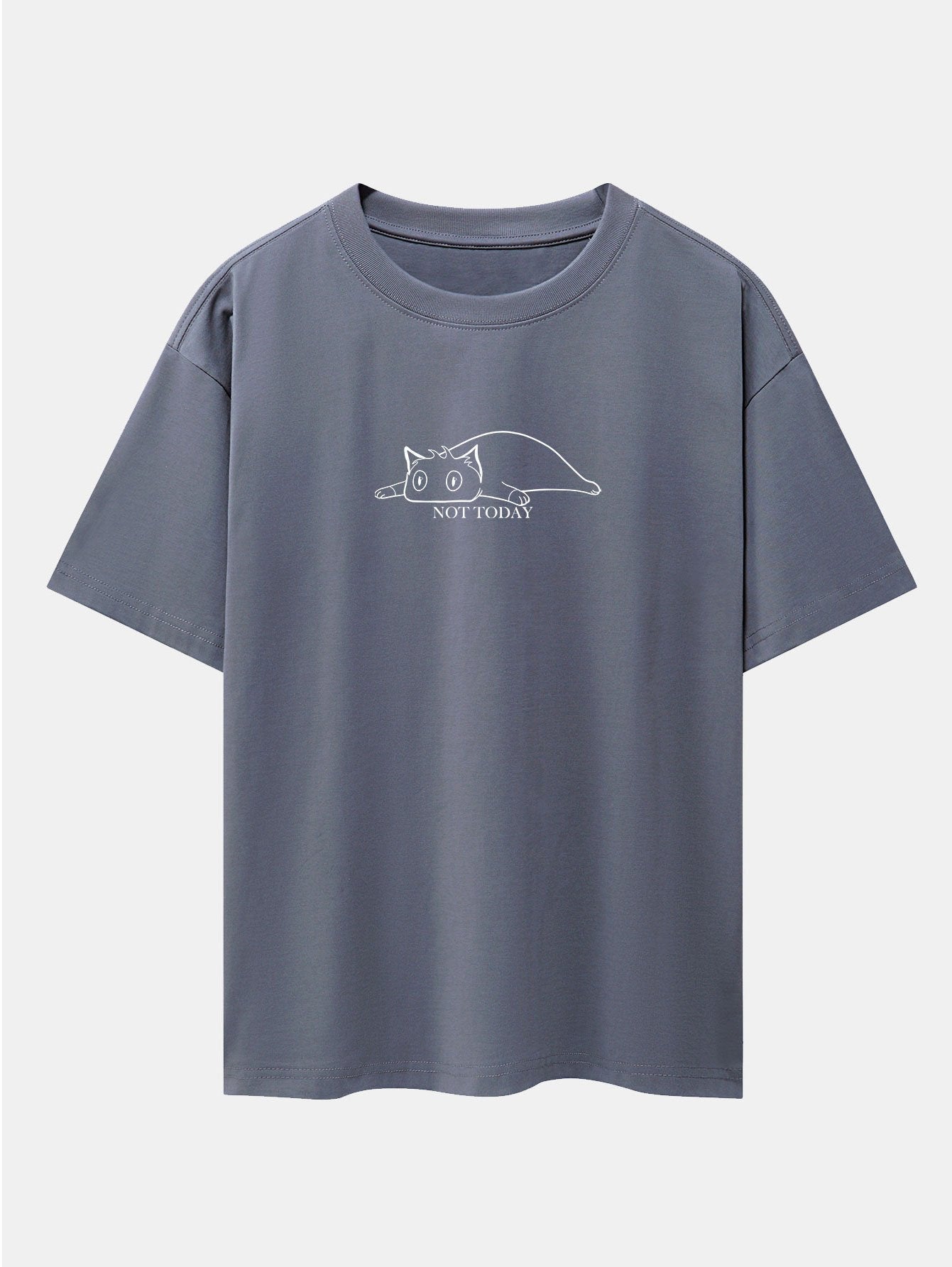 Not Today Lazy Cat Print Drop Shoulder Oversize T-Shirt