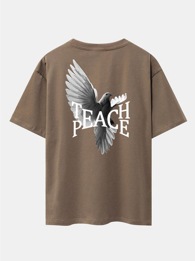 Pigeon Slogan Back Print Drop Shoulder Oversize T-Shirt