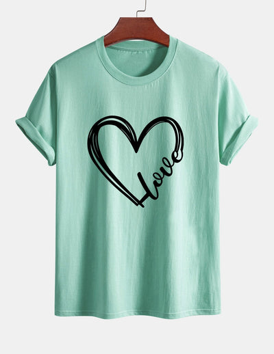 Regular Fit Heart Print Cotton T-Shirt