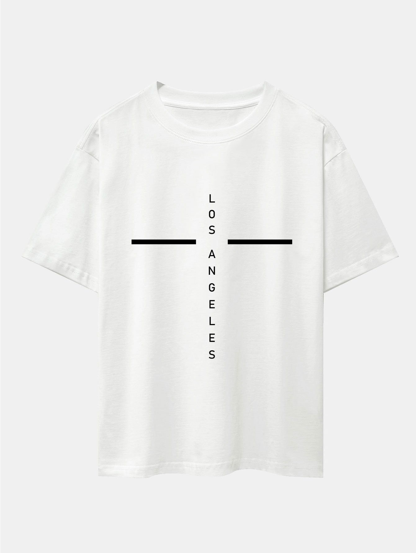 Stripe Los Angeles Print Drop Shoulder Oversize T-Shirt