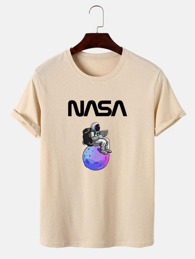 Astronaut Reading Book Print T-Shirt