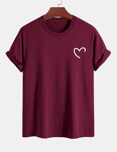 Regular Fit Heart Print Cotton T-Shirt