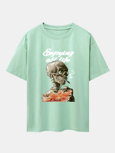 Skeleton Print Drop Shoulder Oversize T-Shirt