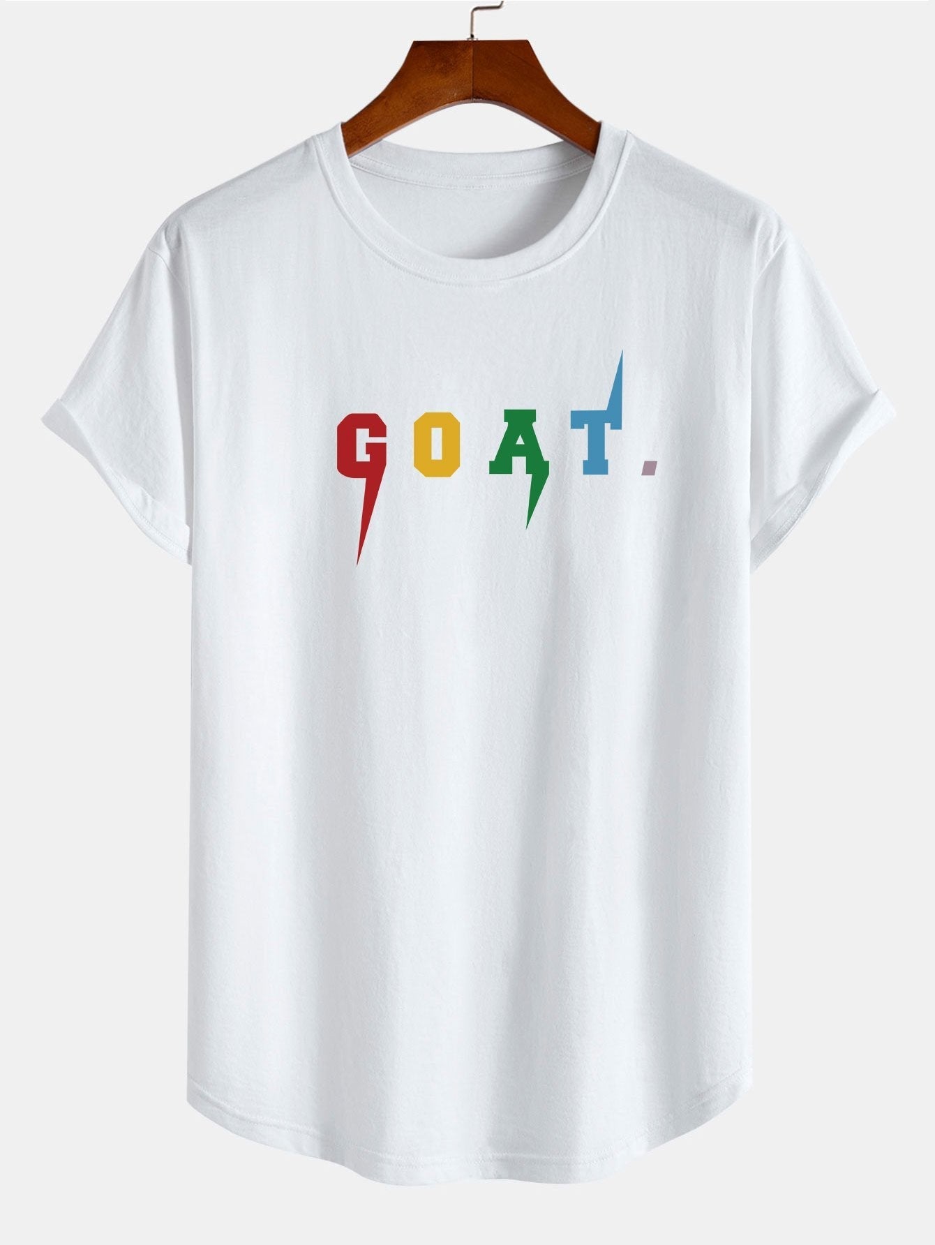 Goat Print Cotton Arc Hem T-Shirt