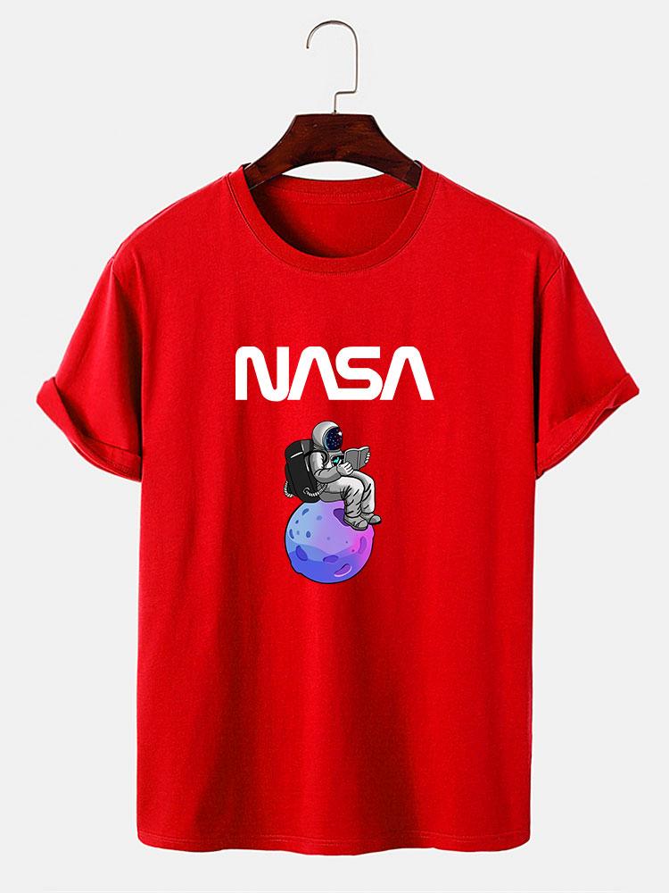 Astronaut Reading Book Print T-Shirt