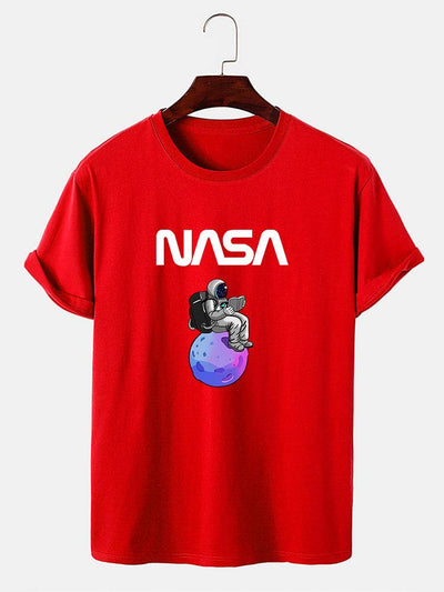 Astronaut Reading Book Print T-Shirt