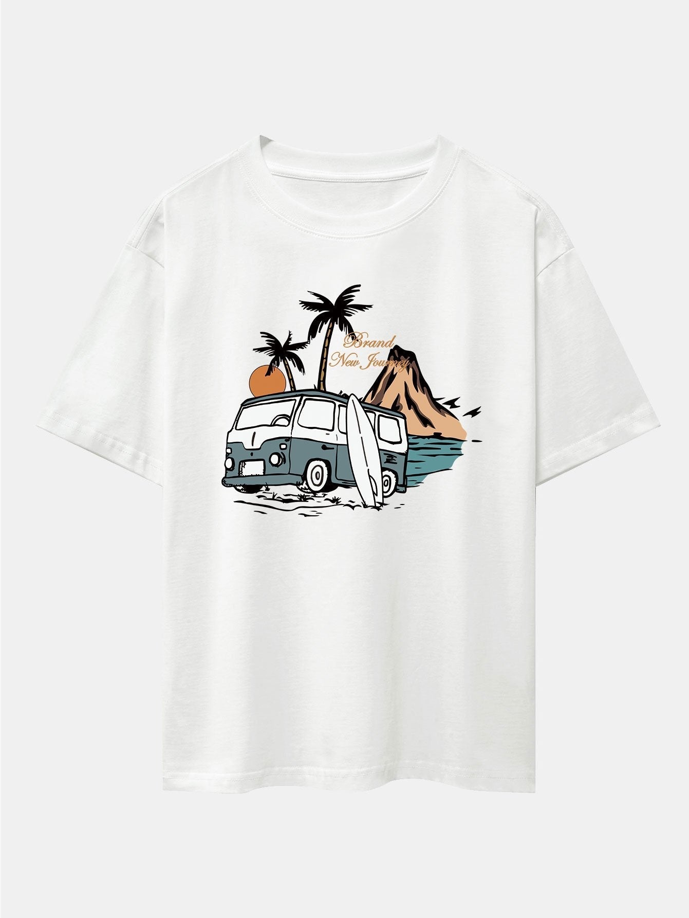 Car Island Print Drop Shoulder Oversize T-Shirt