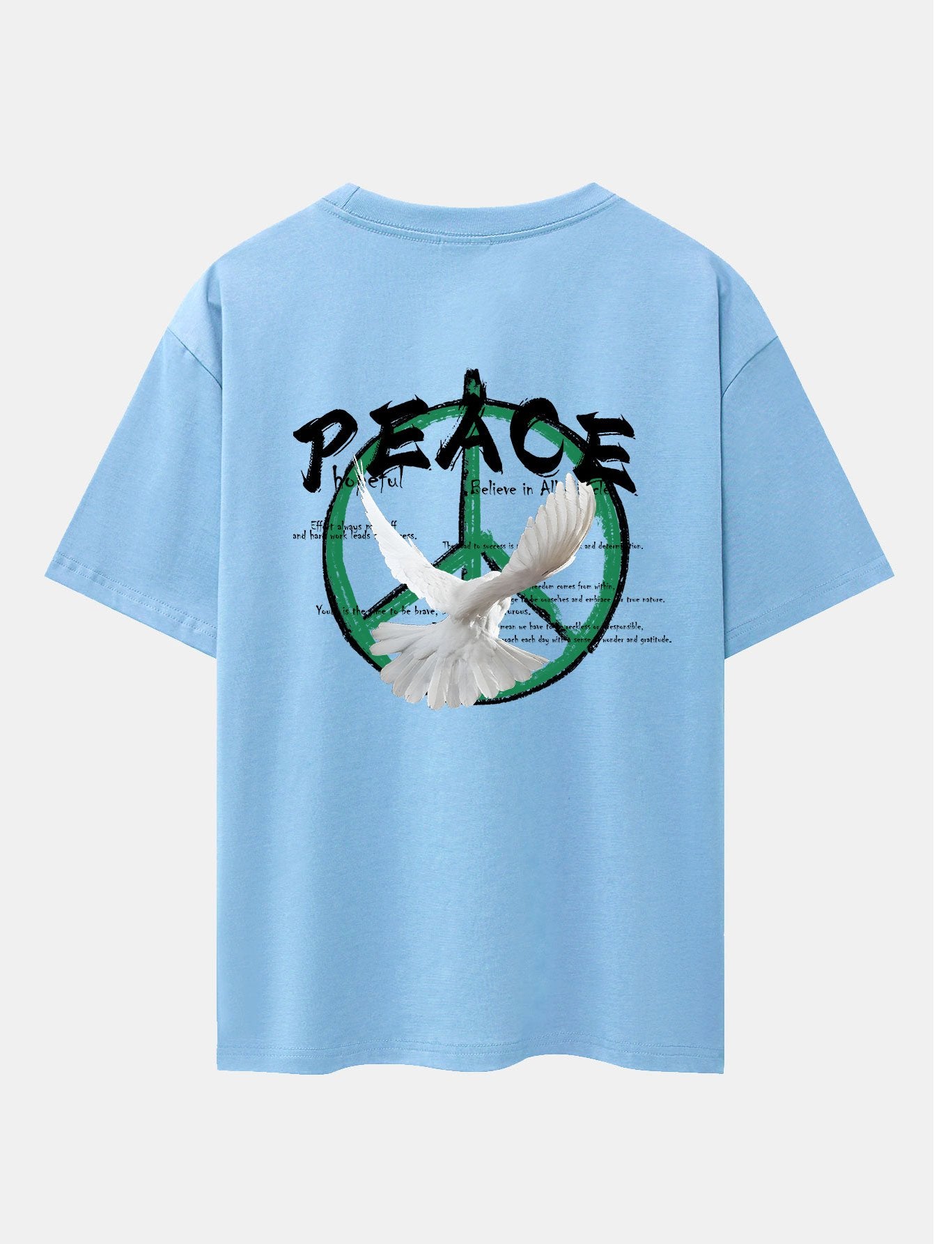 Dove With Peace Symbol Back Print Drop Shoulder Oversize T-Shirt
