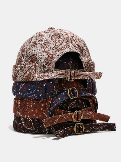 Vintage Paisley Print Brimless Hat