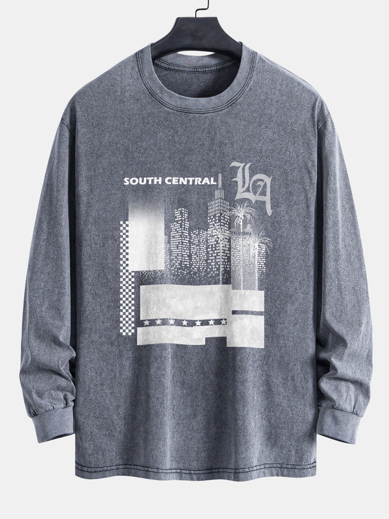 Los Angeles Landscape Print Relax Fit Washed Distressed T-Shirt