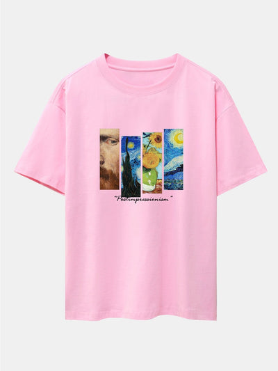 Starry Sky Sunflower Print Drop Shoulder Oversize T-Shirt