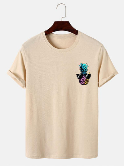 Pineapple With Sunglasses Print T-Shirt
