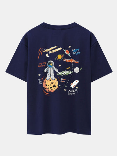 Galaxy Astronaut Print Drop Shoulder Oversize T-Shirt