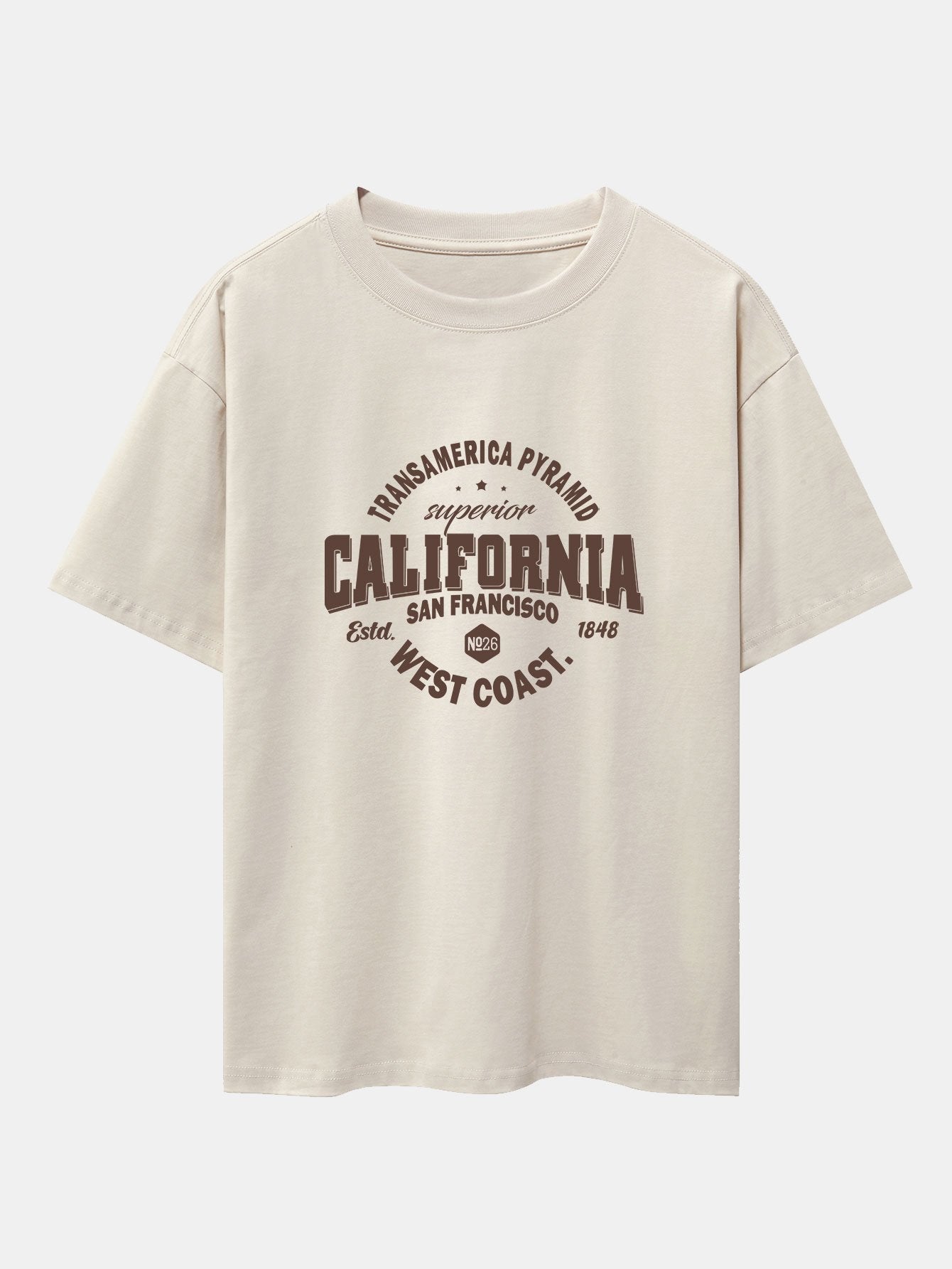 California Slogan Print Drop Shoulder Oversize T-Shirt