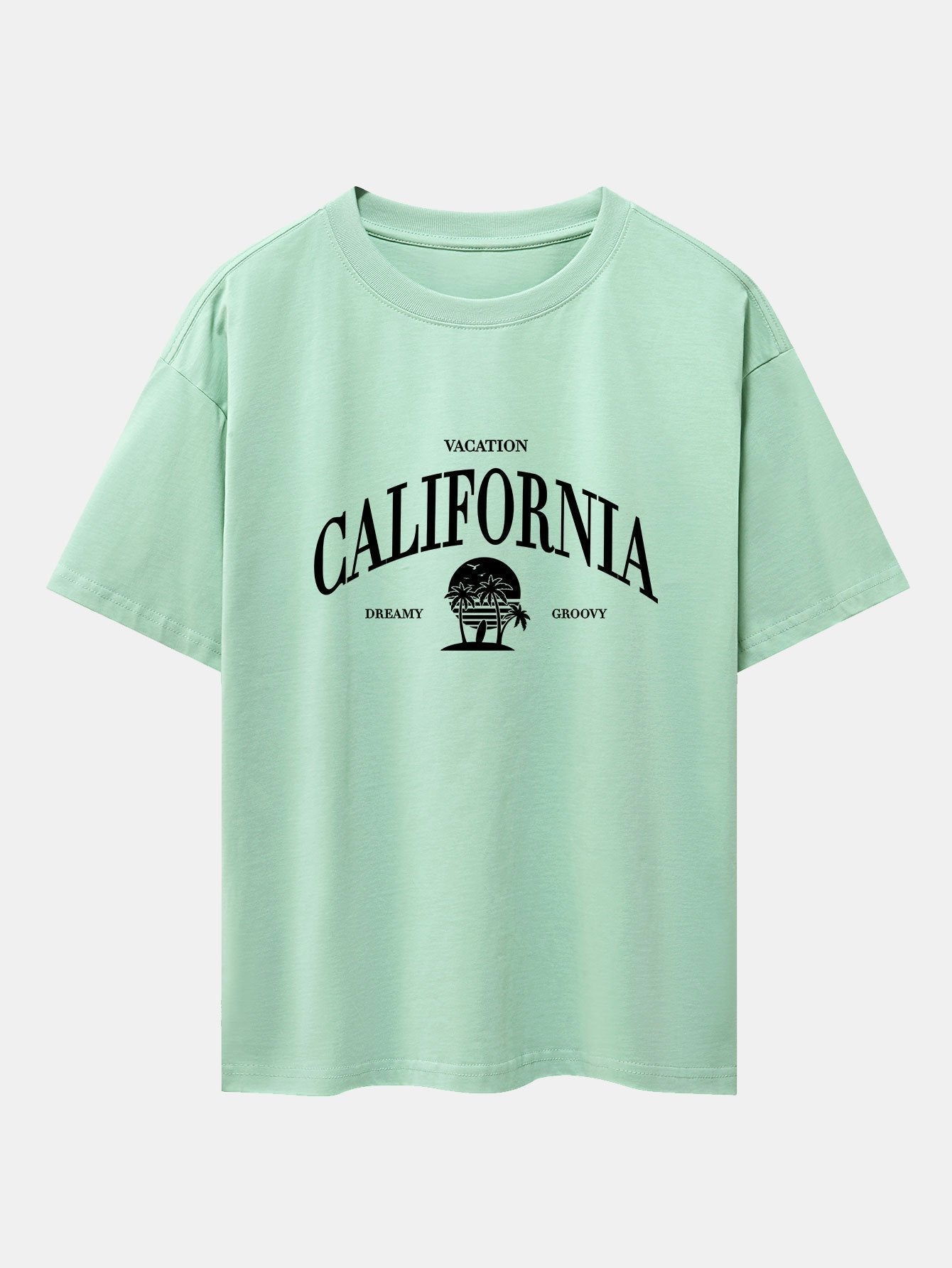 California Slogan Print Drop Shoulder Oversize T-Shirt