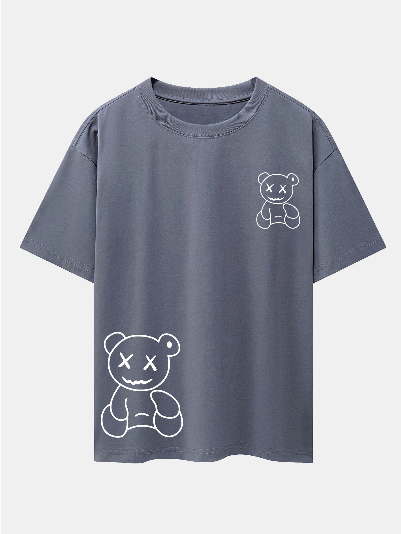 Bear line Print Drop Shoulder Oversize T-Shirt