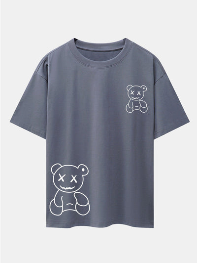 Bear line Print Drop Shoulder Oversize T-Shirt