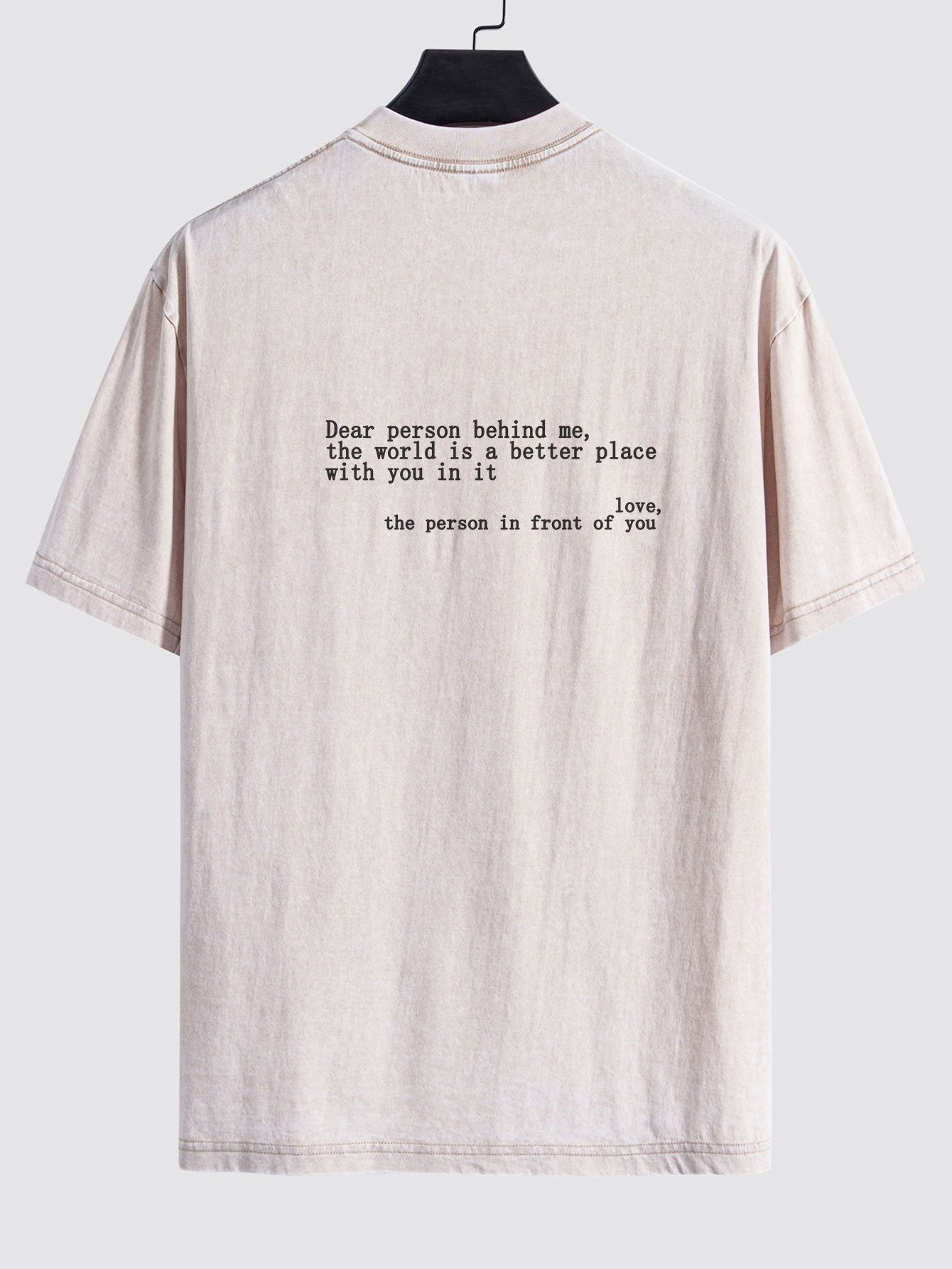 Slogan Print Washed Distressed Drop Shoulder T-Shirt