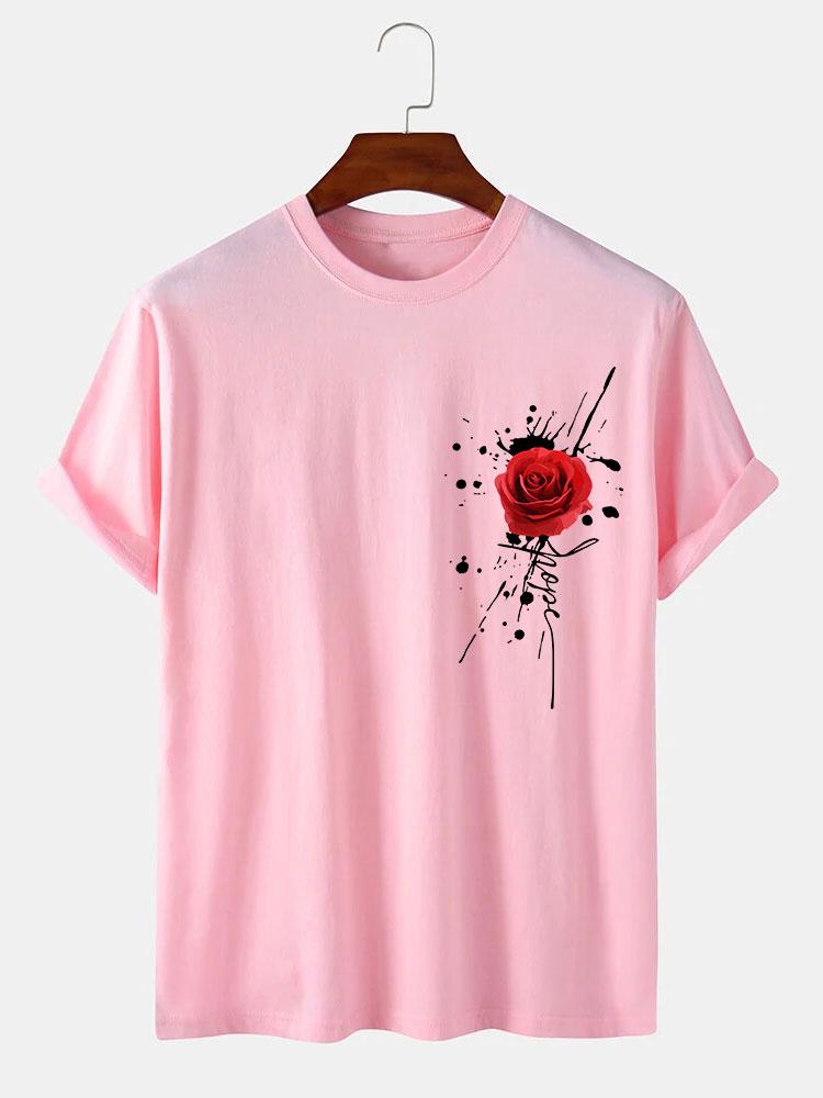 Splash Ink Rose Print T-Shirt