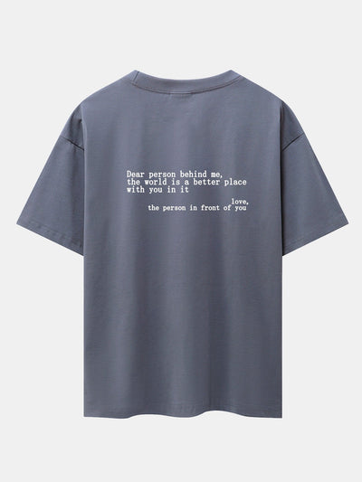 Slogan Back Print Drop Shoulder Oversize T-Shirt