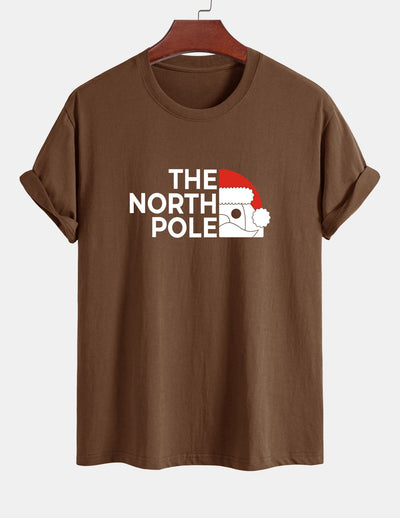 Regular Fit Santa Claus Slogan Print Cotton T-Shirt
