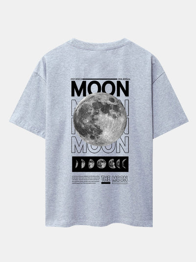 Moon Back Print Drop Shoulder Oversize T-Shirt