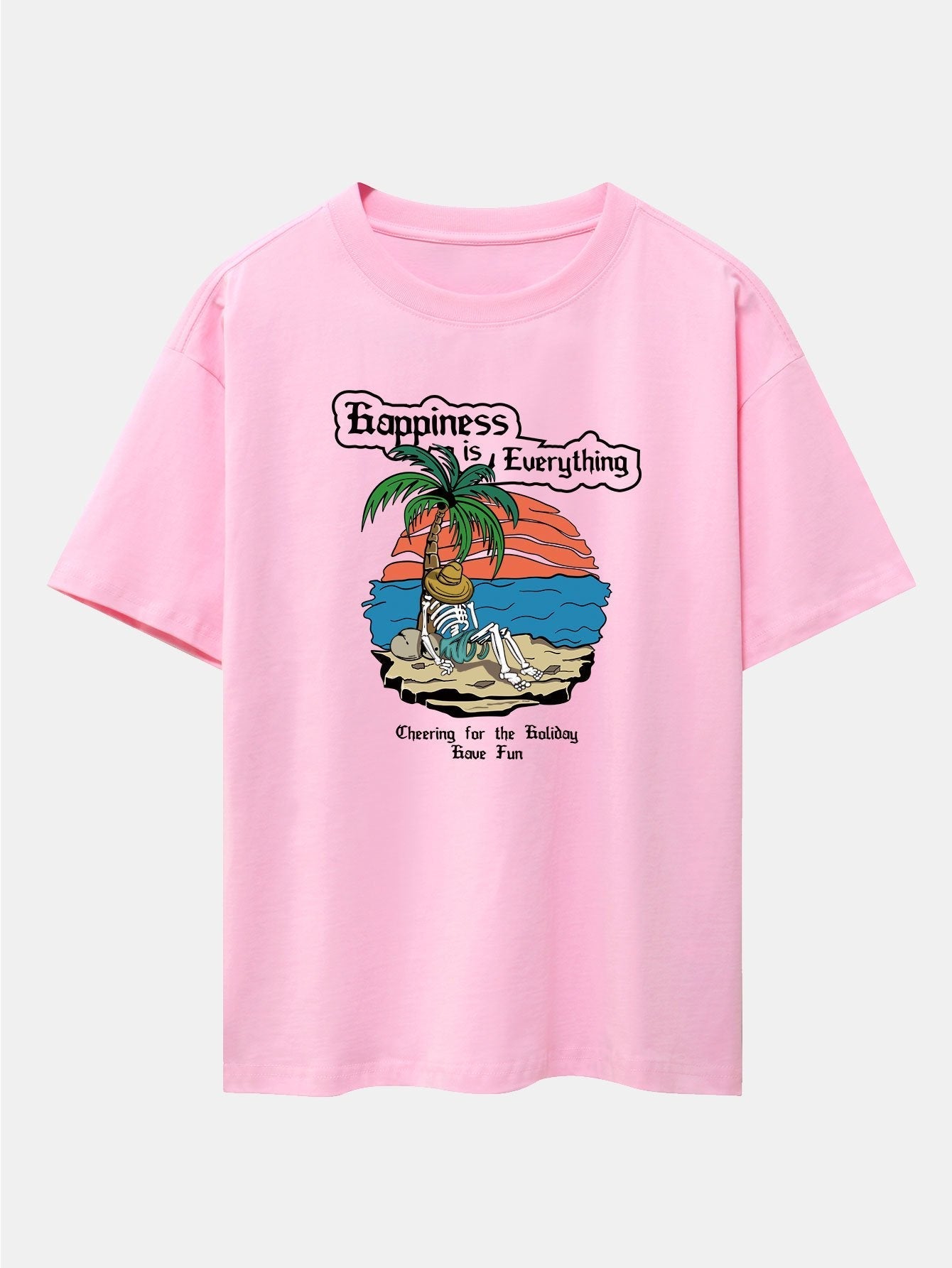Skull Island Print Drop Shoulder Oversize T-Shirt