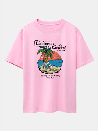 Skull Island Print Drop Shoulder Oversize T-Shirt