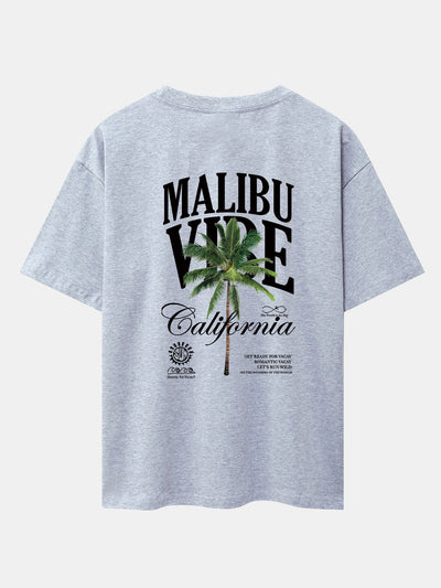 California Palm Tree Back Print Drop Shoulder Oversize T-Shirt