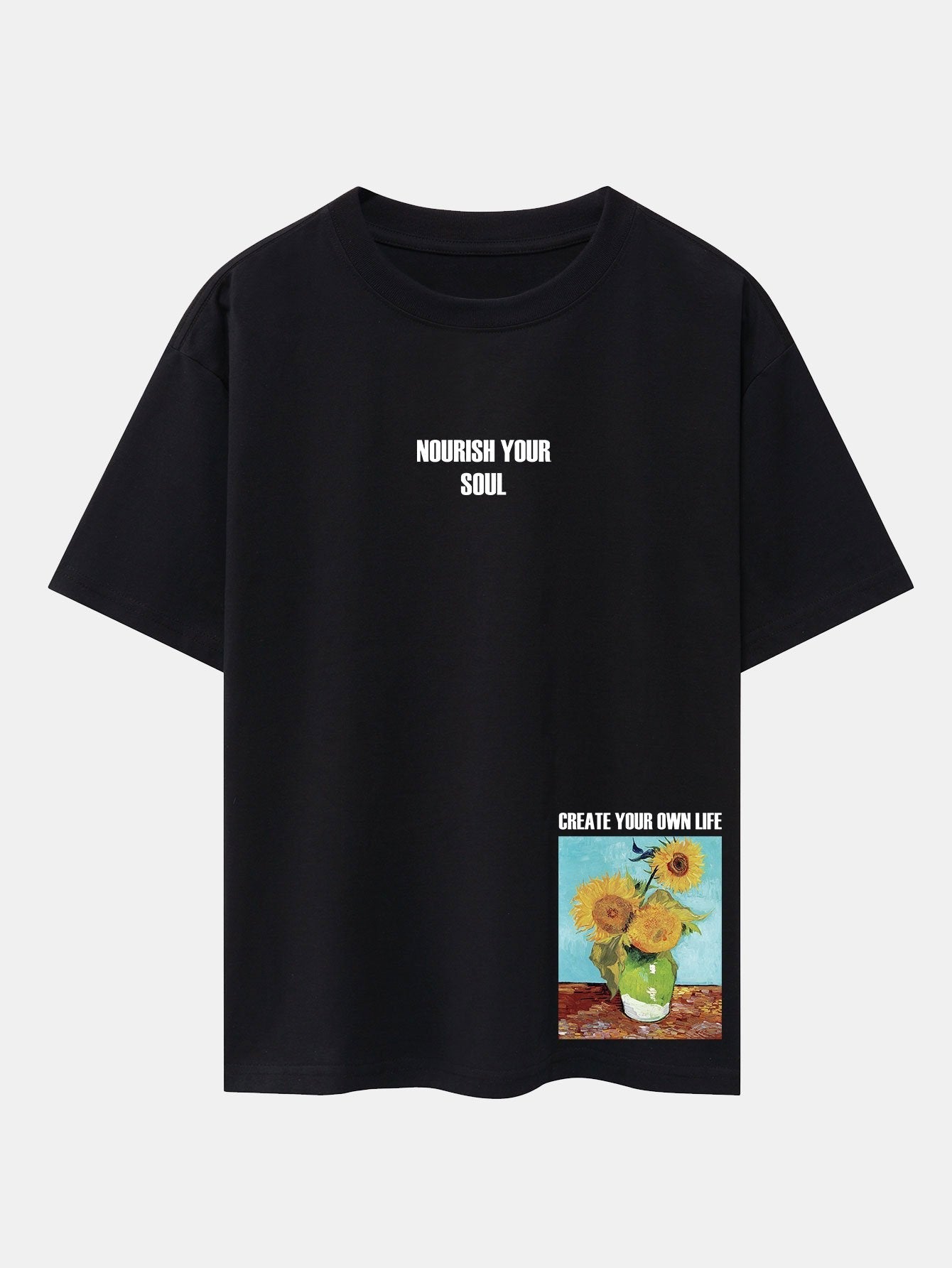 Sunflower Slogan Print Drop Shoulder Oversize T-Shirt