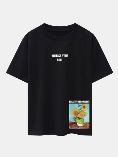 Sunflower Slogan Print Drop Shoulder Oversize T-Shirt