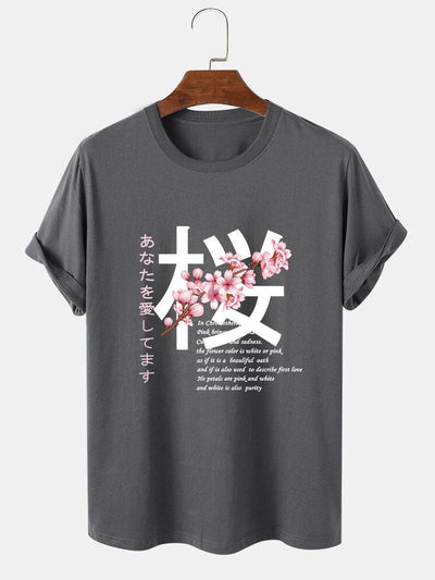 Slogan Cherry Blossom Print T-Shirt