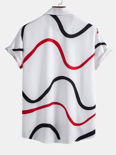Line Print Button Up Shirt