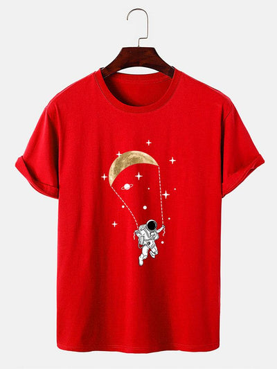 Astronaut Moon Print T-Shirt