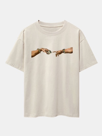 Cash Hand Print Drop Shoulder Oversize T-Shirt