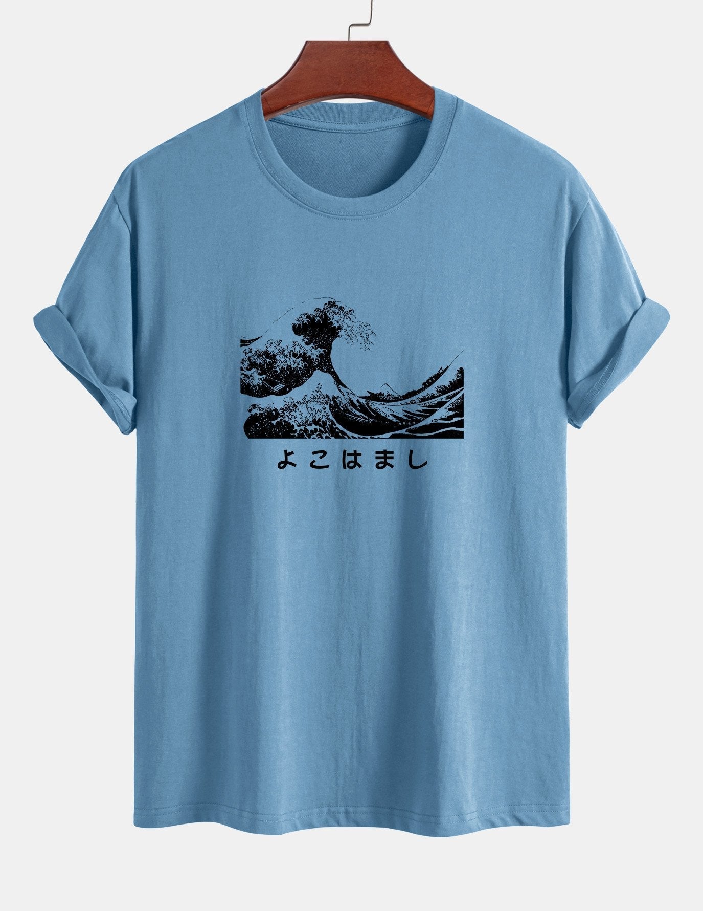 Regular Fit Waves Ukiyo-e Print Cotton T-Shirt