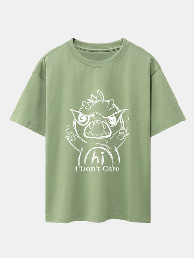 Cartoon Dinosaur Print Drop Shoulder Oversize T-Shirt