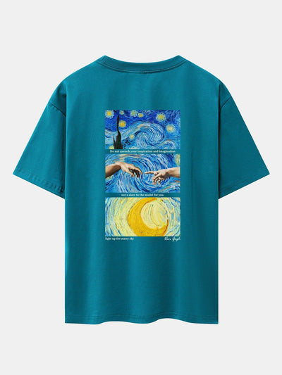 The Starry Night Back Print Drop Shoulder Oversize T-Shirt