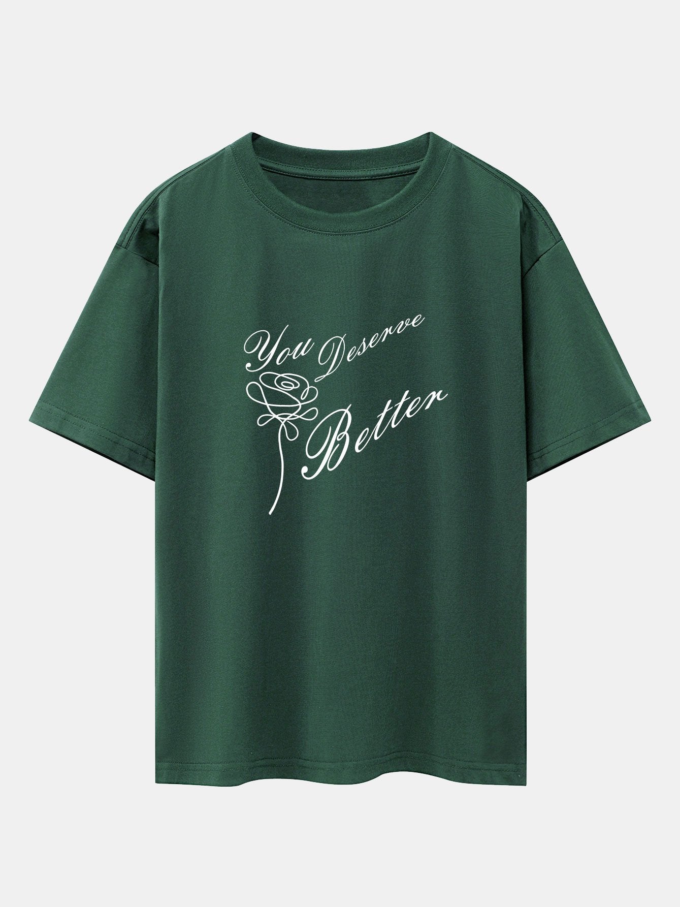 Rose Slogan Print Drop Shoulder Oversize T-Shirt