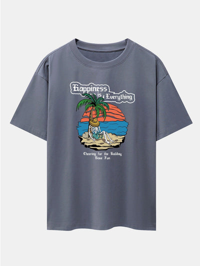 Skull Island Print Drop Shoulder Oversize T-Shirt