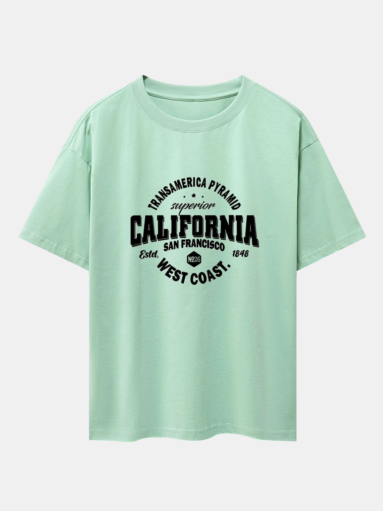 California Slogan Print Drop Shoulder Oversize T-Shirt