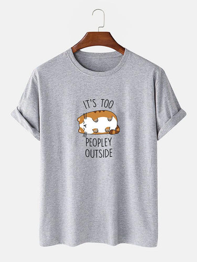 Sleepy Cat Print T-Shirt