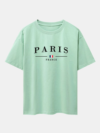 Paris Print Drop Shoulder Oversize T-Shirt