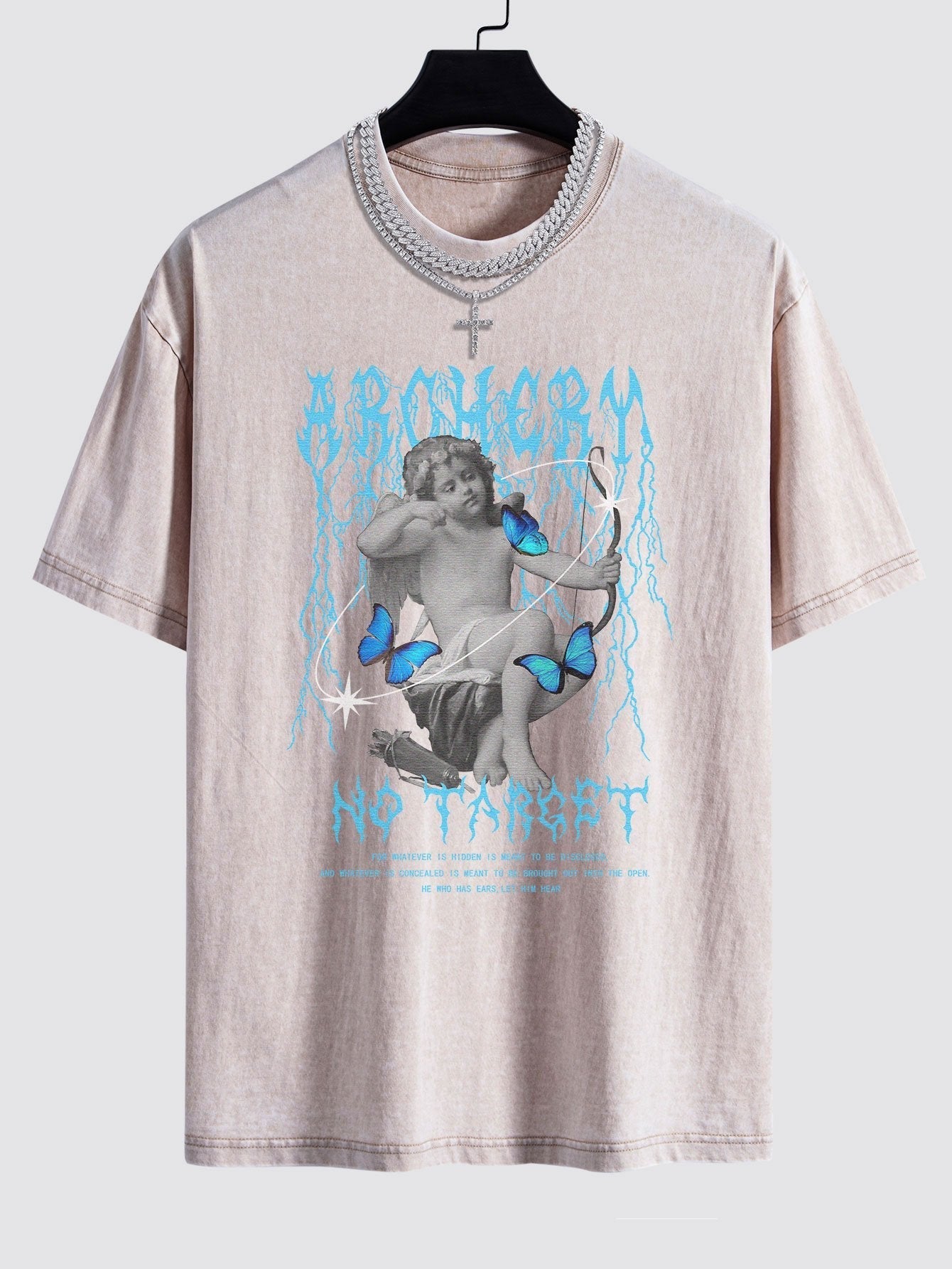 Character Slogan Print Washed Drop Shoulder Oversize T-Shirt