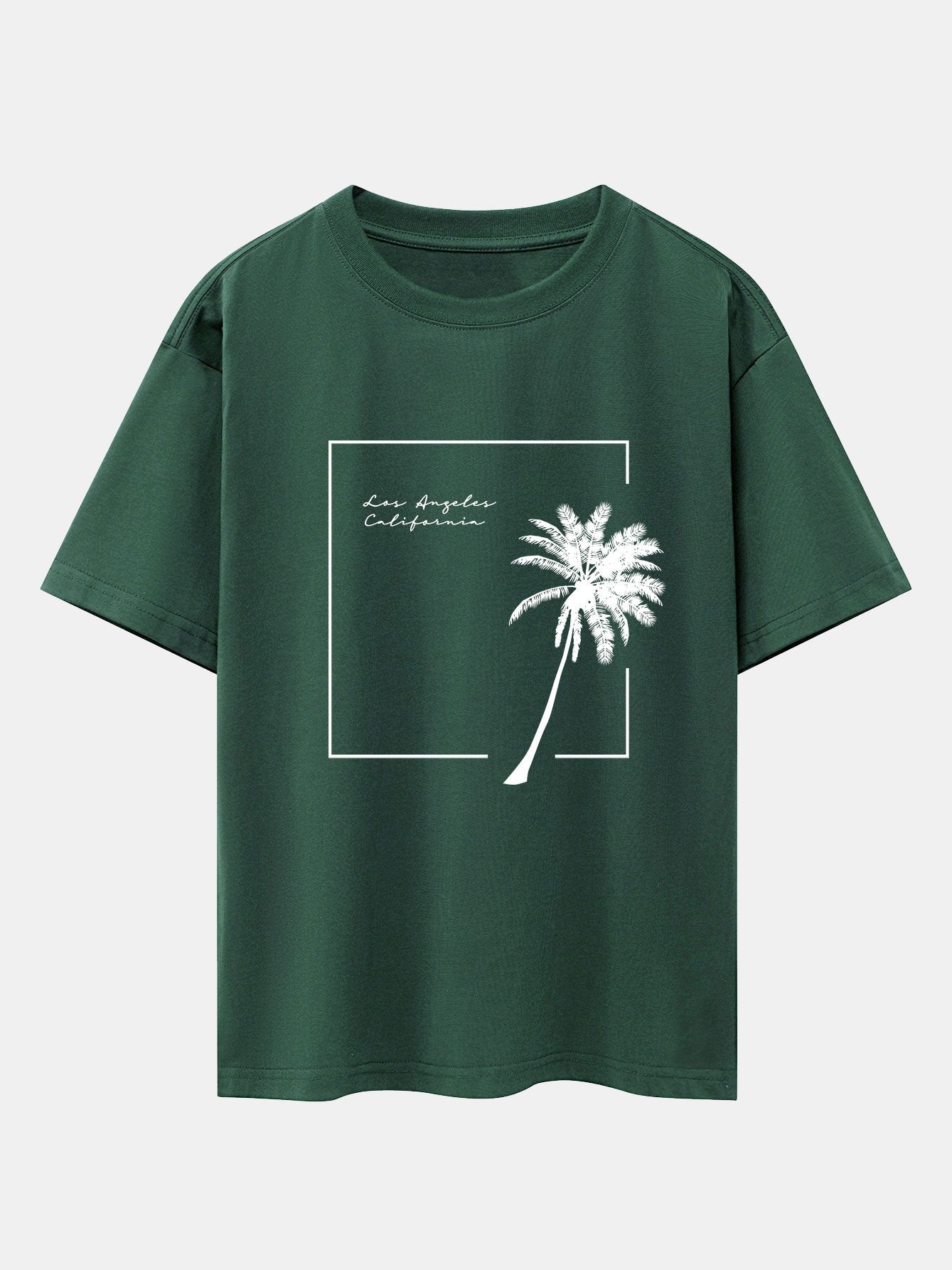 Los Angeles Palm Trees Print Drop Shoulder Oversize T-Shirt