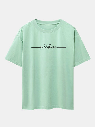 Handwritten Word Print Drop Shoulder Oversize T-Shirt
