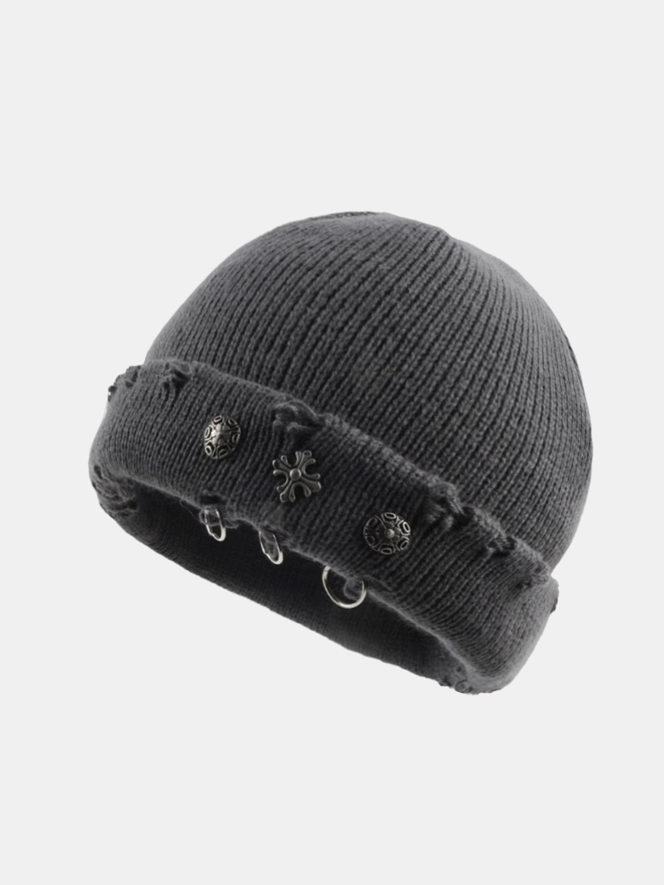 Hip Hop Vintage Cross Rings Knit Beanie Hat