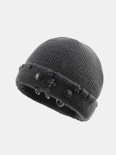 Hip Hop Vintage Cross Rings Knit Beanie Hat